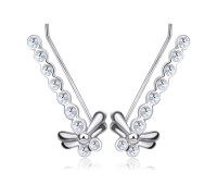 Silver Dragonfly Shaped Earrings EL-130